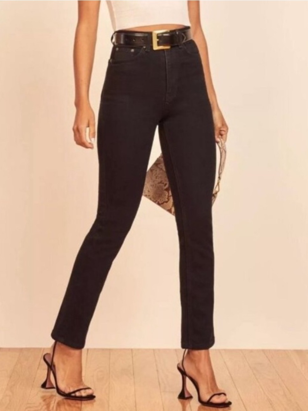 Reformation Liza Ultra High Rise Straight Jeans Size 25 black